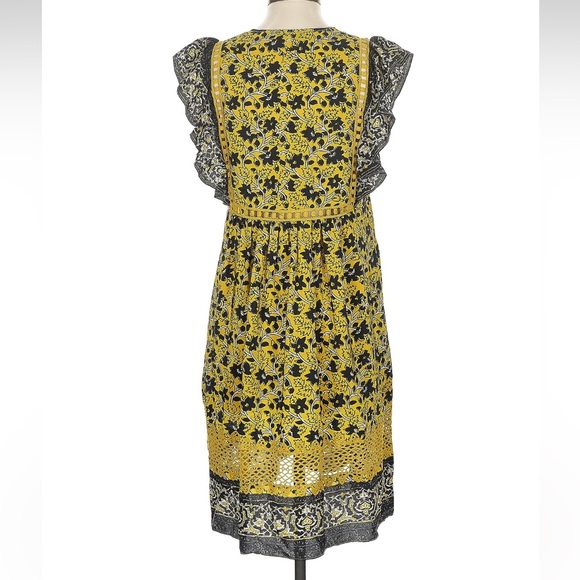 Sea New York Lana Silk Yellow and Black Floral Mini Dress Size 4 - Picture 2 of 6
